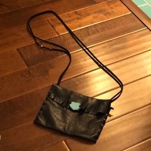 Black leather cross-body bag
